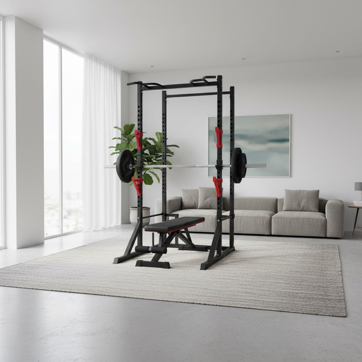 Adjustable Power Rack with Pul - Heavy Equipment Gym recension och pris