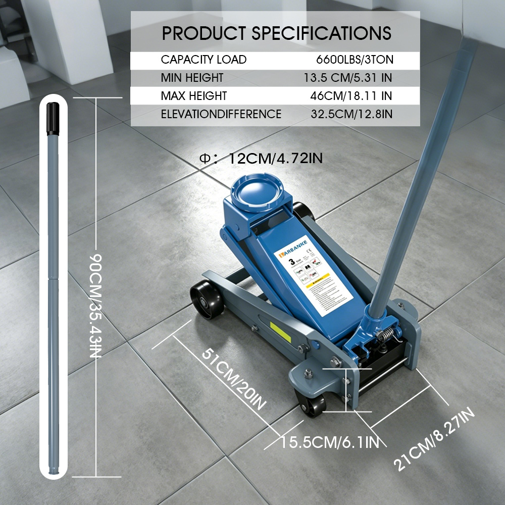 3-ton Heavy-duty Steel Floor J - Heavy Equipment Jack recension och pris