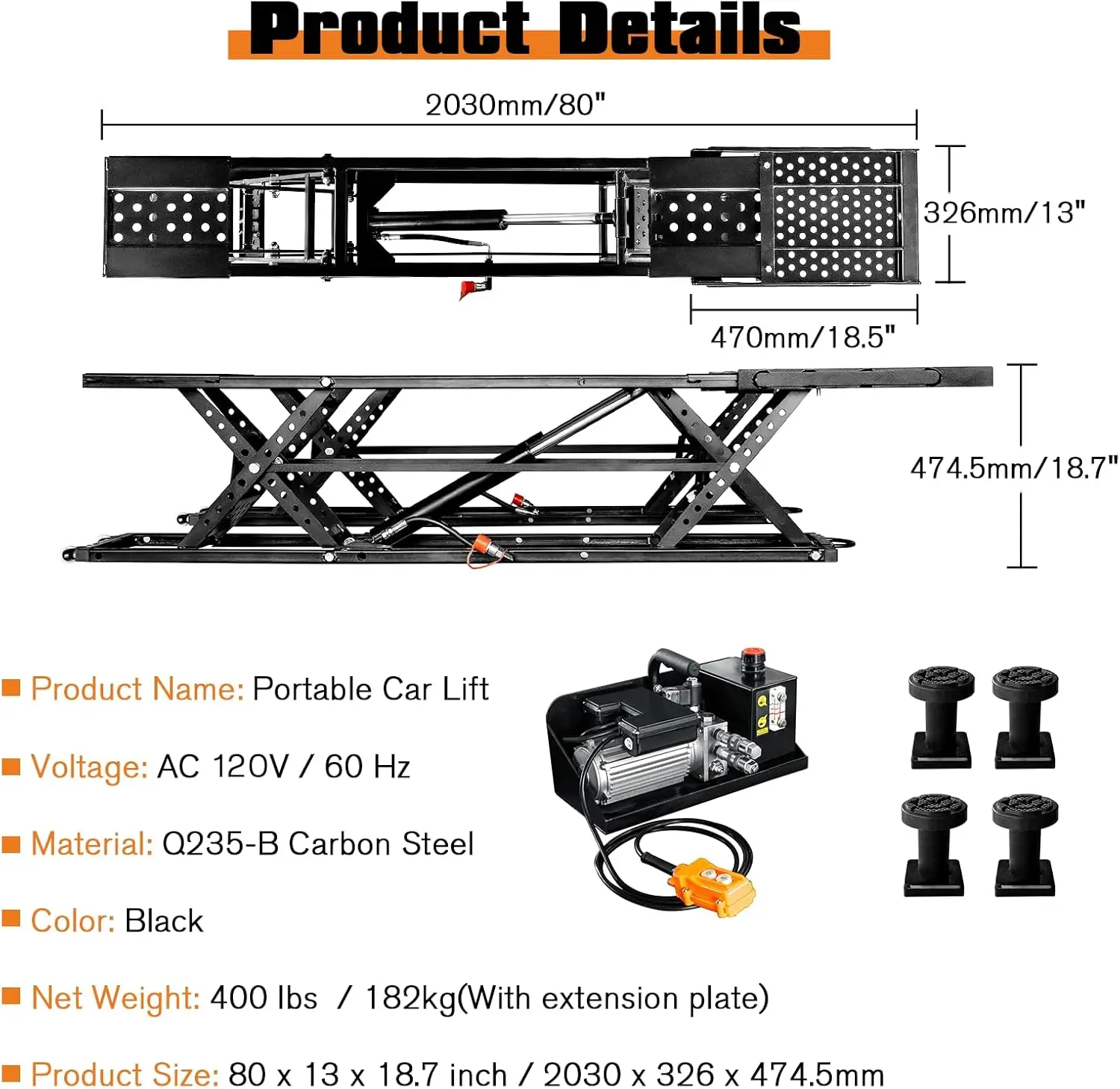 Albott 7000 LBS Portable Car L - Heavy Equipment Jack recension och pris